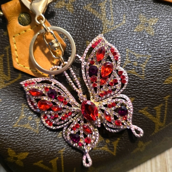 Sparkling Red Crystal Butterfly Handbag Charm - Picture 1 of 2